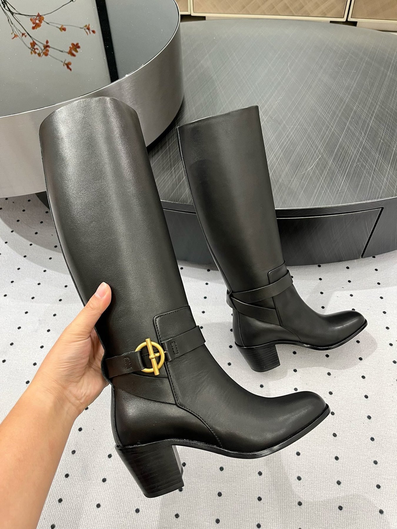 JUSTINE BOOT 6 CM IN BLACK CALFSKIN