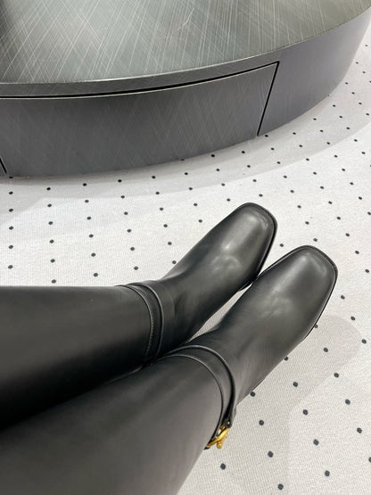 JUSTINE BOOT 6 CM IN BLACK CALFSKIN