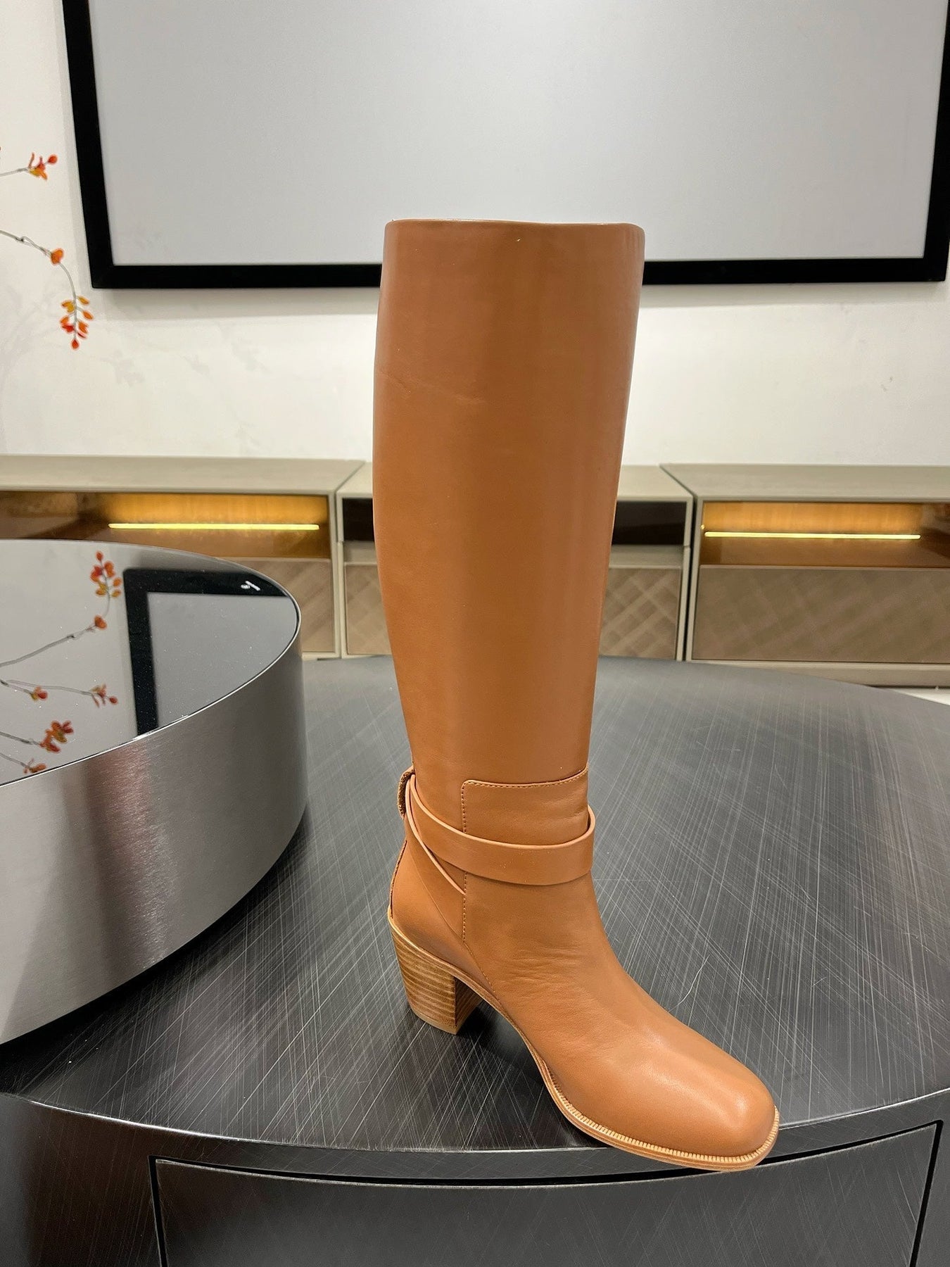 JUSTINE BOOT 6 CM IN BRONZE BROWN CALFSKIN