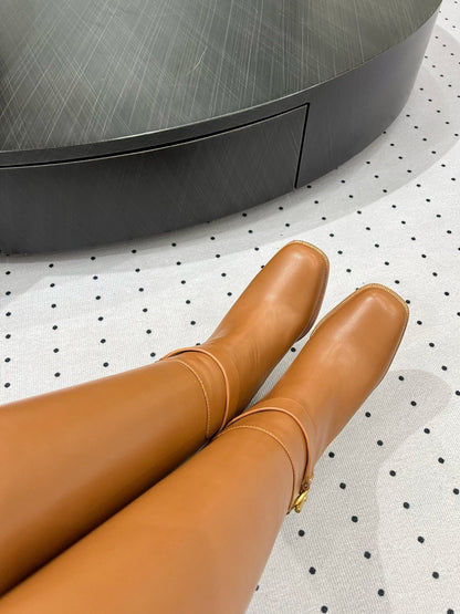 JUSTINE BOOT 6 CM IN BRONZE BROWN CALFSKIN