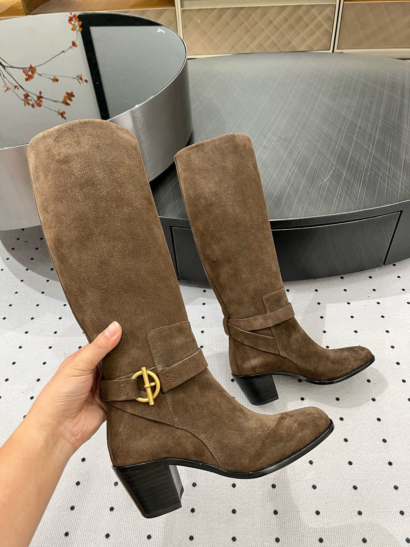 JUSTINE BOOT 6 CM IN CHOCOLATE BROWN SUEDE