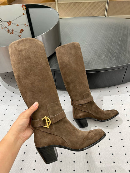 JUSTINE BOOT 6 CM IN CHOCOLATE BROWN SUEDE