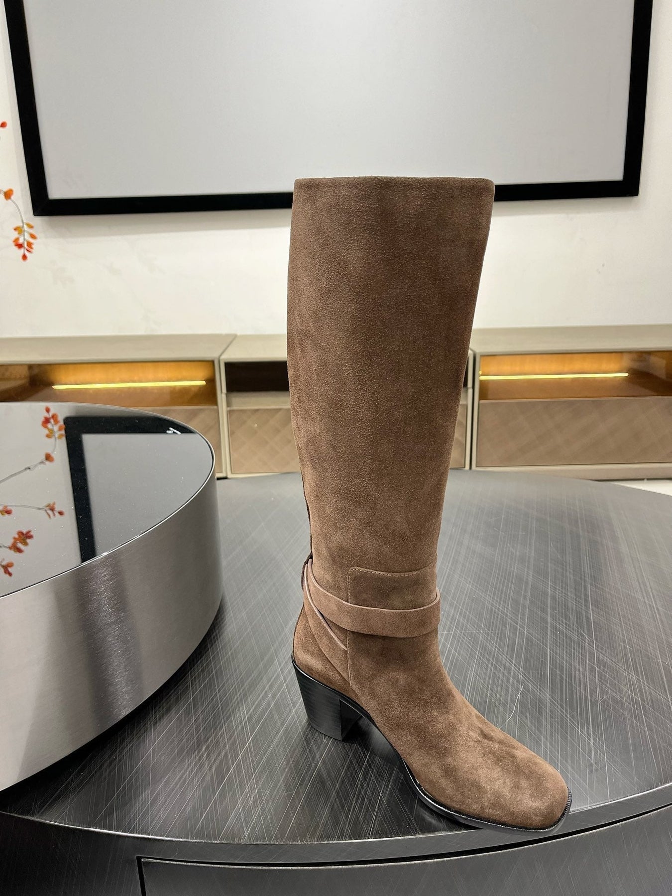 JUSTINE BOOT 6 CM IN CHOCOLATE BROWN SUEDE