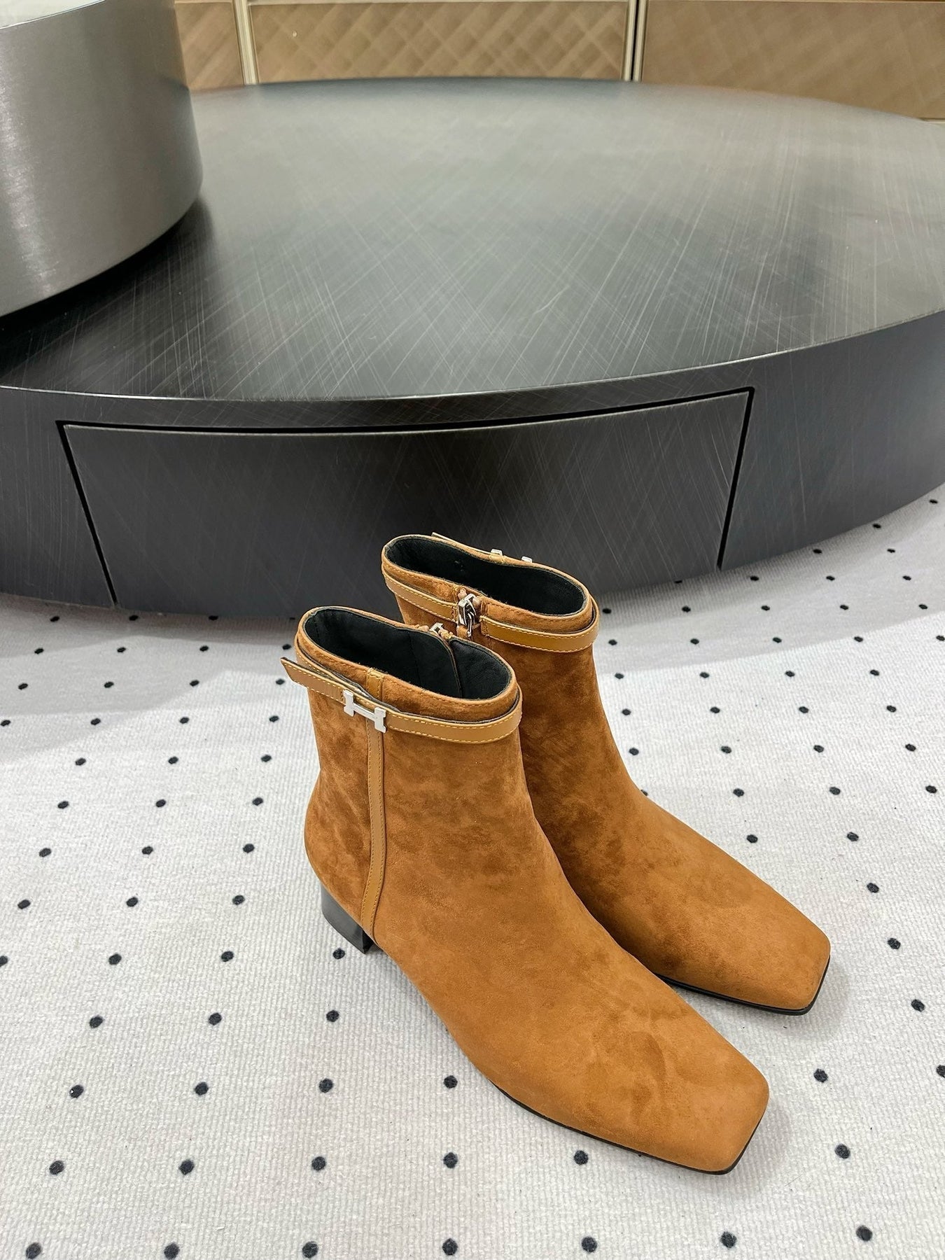 HOMMAGE ANKLE BOOT 5 CM IN BRONZE BROWN SUEDE