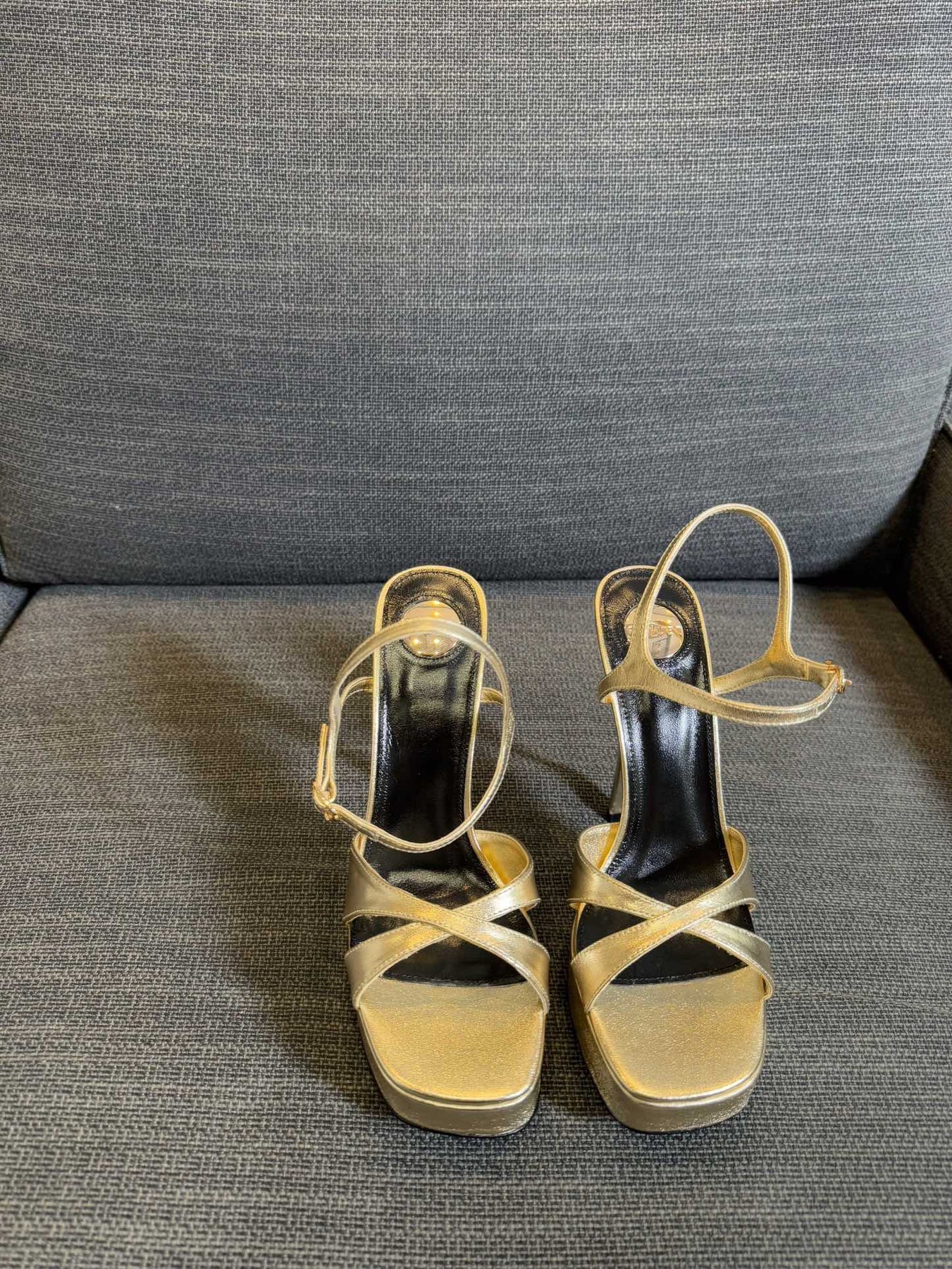 DEBBIE PLATFORM SANDALS IN GOLD METALLIC SMOOTH LAMBSKIN