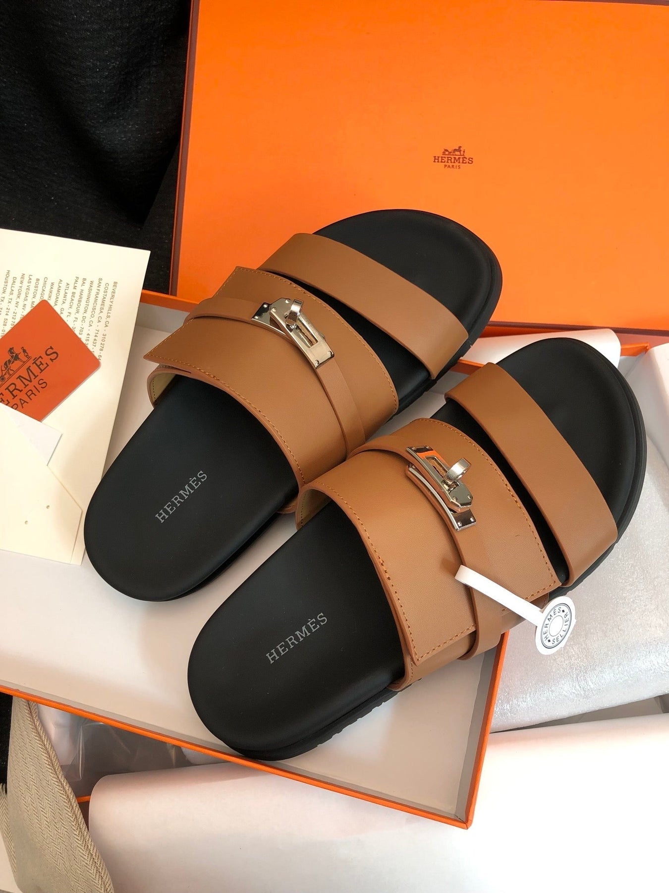 GABRIEL SANDAL MULE IN BRONZE BROWN CALFSKIN