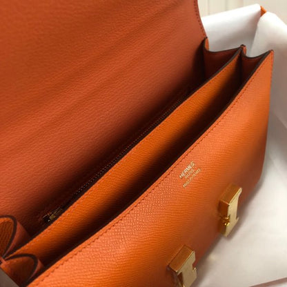 HERM Orange Constance MM 24cm Epsom Leather Bag