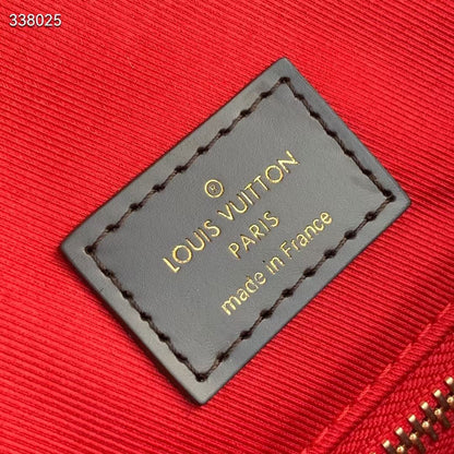 GRACEFUL MM BAG 41 IN BROWN DAMIER COATED CANVAS BROWN CALFSKIN