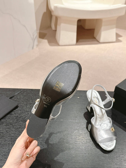 HIGH HEELS SANDAL IN SILVER LAMBSKIN