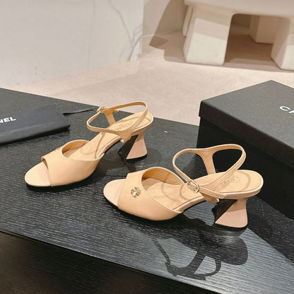 HIGH HEELS SANDAL IN BISQUE CREAM LAMBSKIN