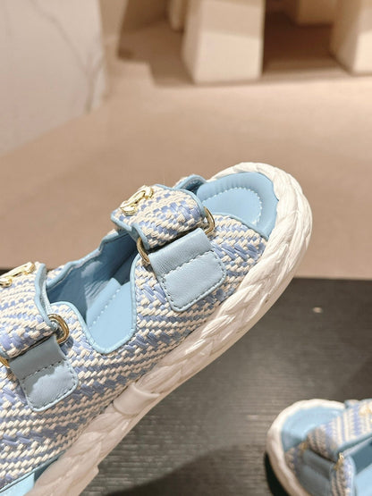 CC DAD SANDALS IN LIGHT BLUE CALFSKIN