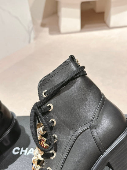 OXFORD SHORT BOOTS BLACK SHEEPSKIN