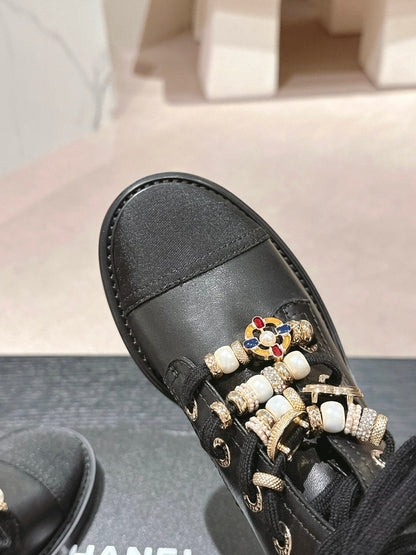 OXFORD SHORT BOOTS BLACK SHEEPSKIN