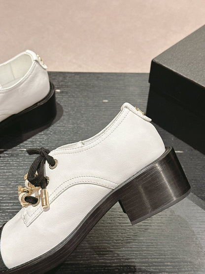 OXFORD SHOES WHITE MIX BLACK SHEEPSKIN
