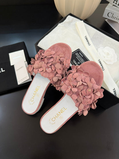 FLAT MULE 15 MM IN PEACH PINK SUEDE