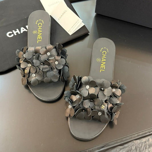 FLAT MULE 15 MM IN BLACK CALFSKIN