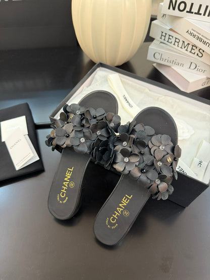 FLAT MULE 15 MM IN BLACK CALFSKIN