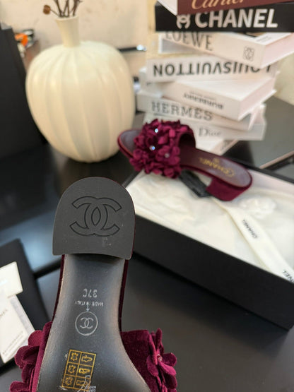 MID HEEL 45 MM MULE IN PLUM PURPLE VELVET