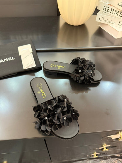 FLAT MULE 15 MM IN BLACK VELVET