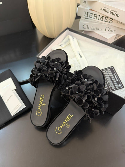 FLAT MULE 15 MM IN BLACK VELVET