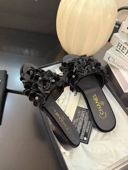 FLAT MULE 15 MM IN BLACK VELVET