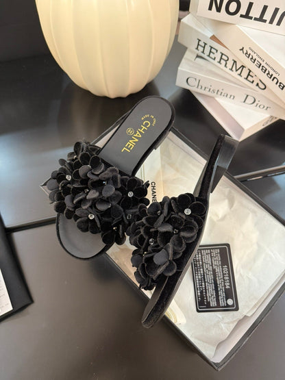 FLAT MULE 15 MM IN BLACK VELVET