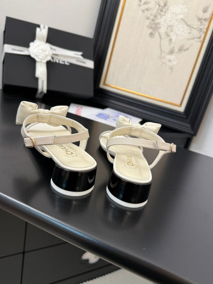 FLAT SANDALS 5 MM IN WHITE CREAM CALFSKIN