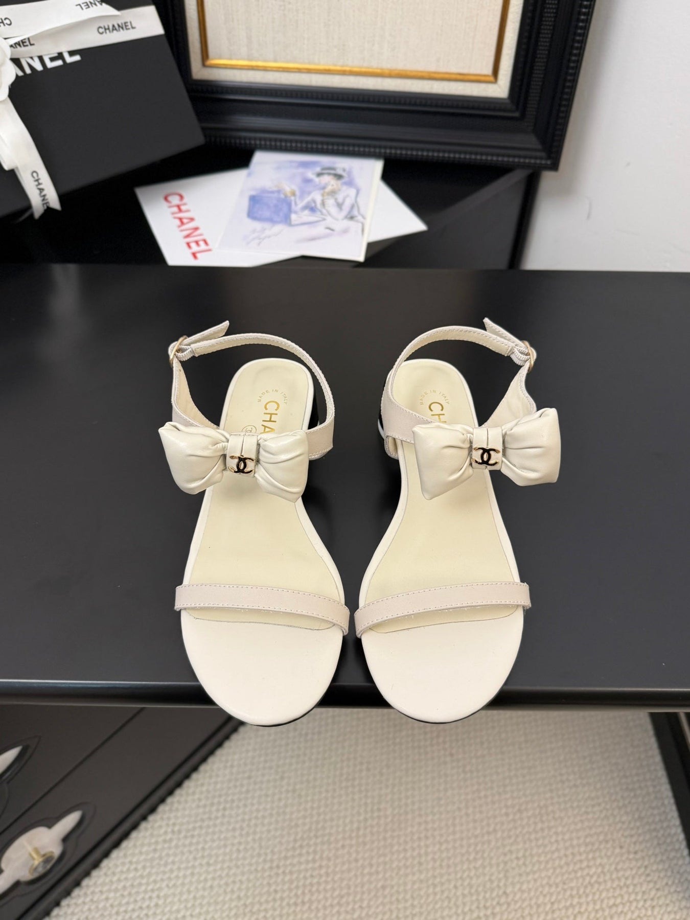 FLAT SANDALS 5 MM IN WHITE CREAM CALFSKIN