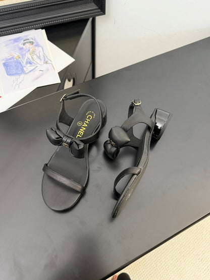 FLAT SANDALS 5 MM IN BLACK CALFSKIN