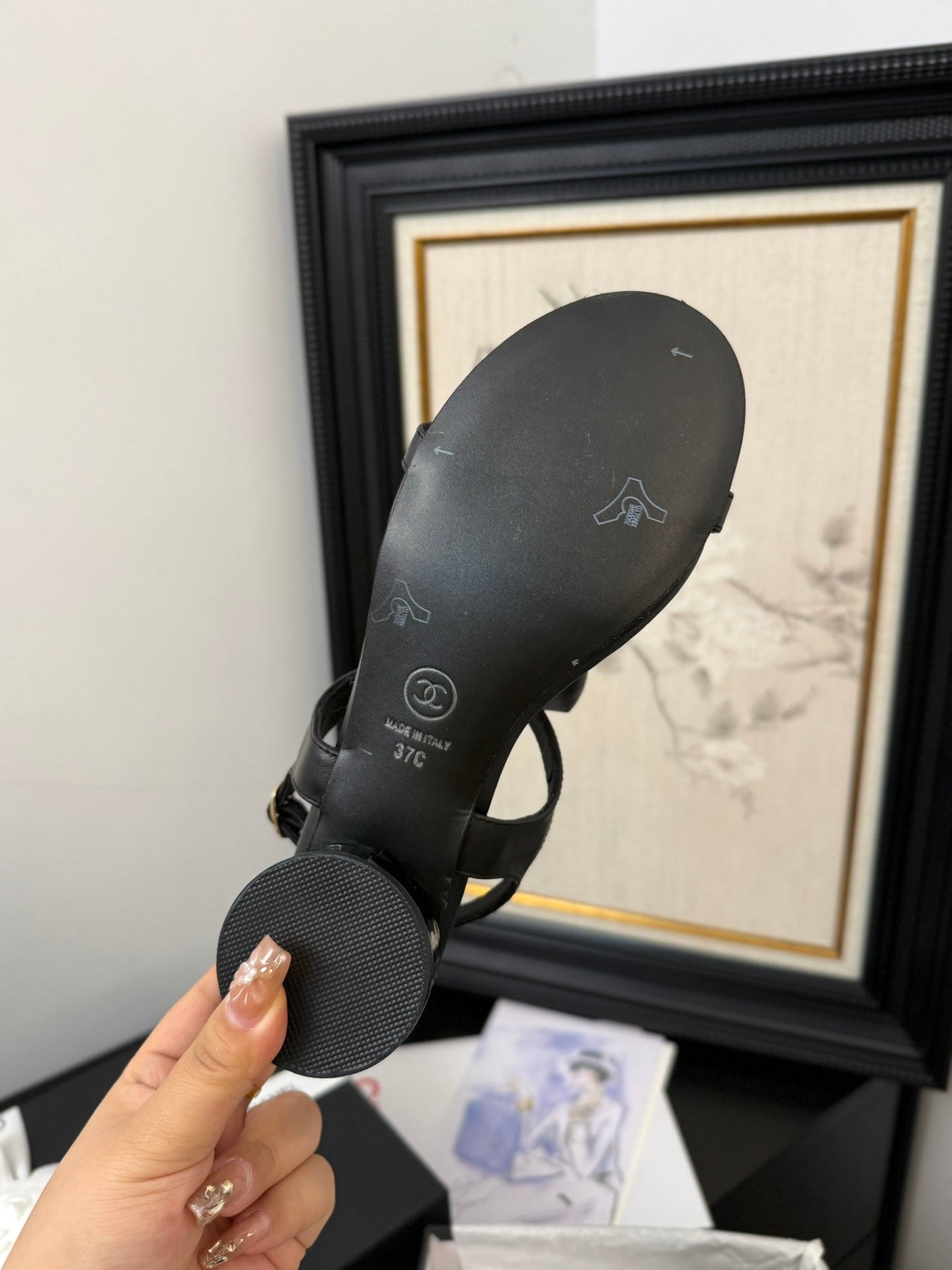 FLAT SANDALS 5 MM IN BLACK CALFSKIN