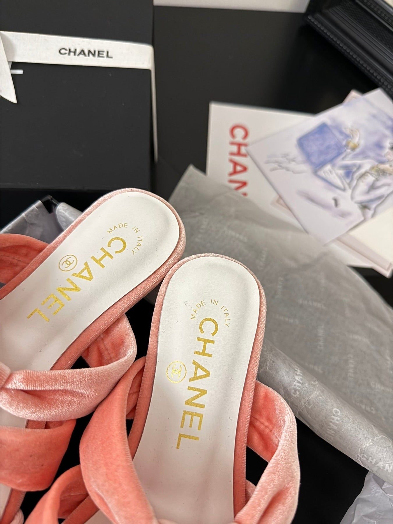 CC 25C Three Strap Mule Pink Velvet fabric 233561