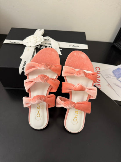 CC 25C Three Strap Mule Pink Velvet fabric 233561