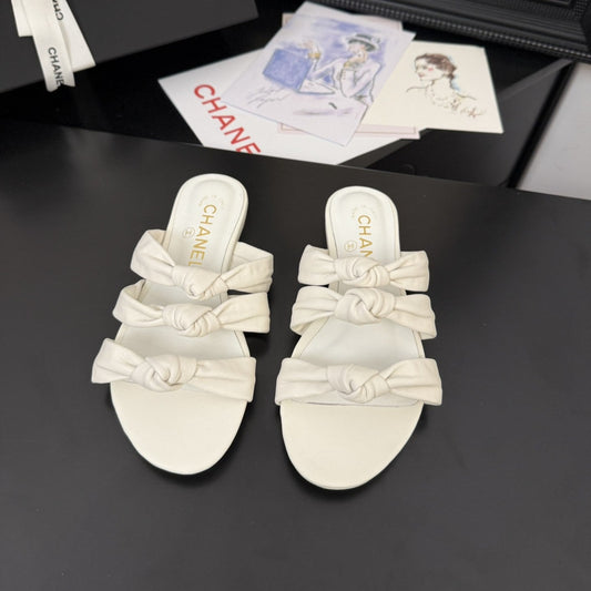 CC 25C Three Strap Mule White Lambskin 233558