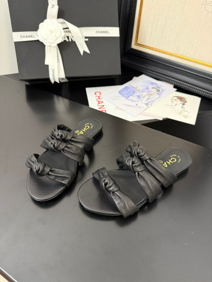 CC 25C Three Strap Mule Black Lambskin 233557