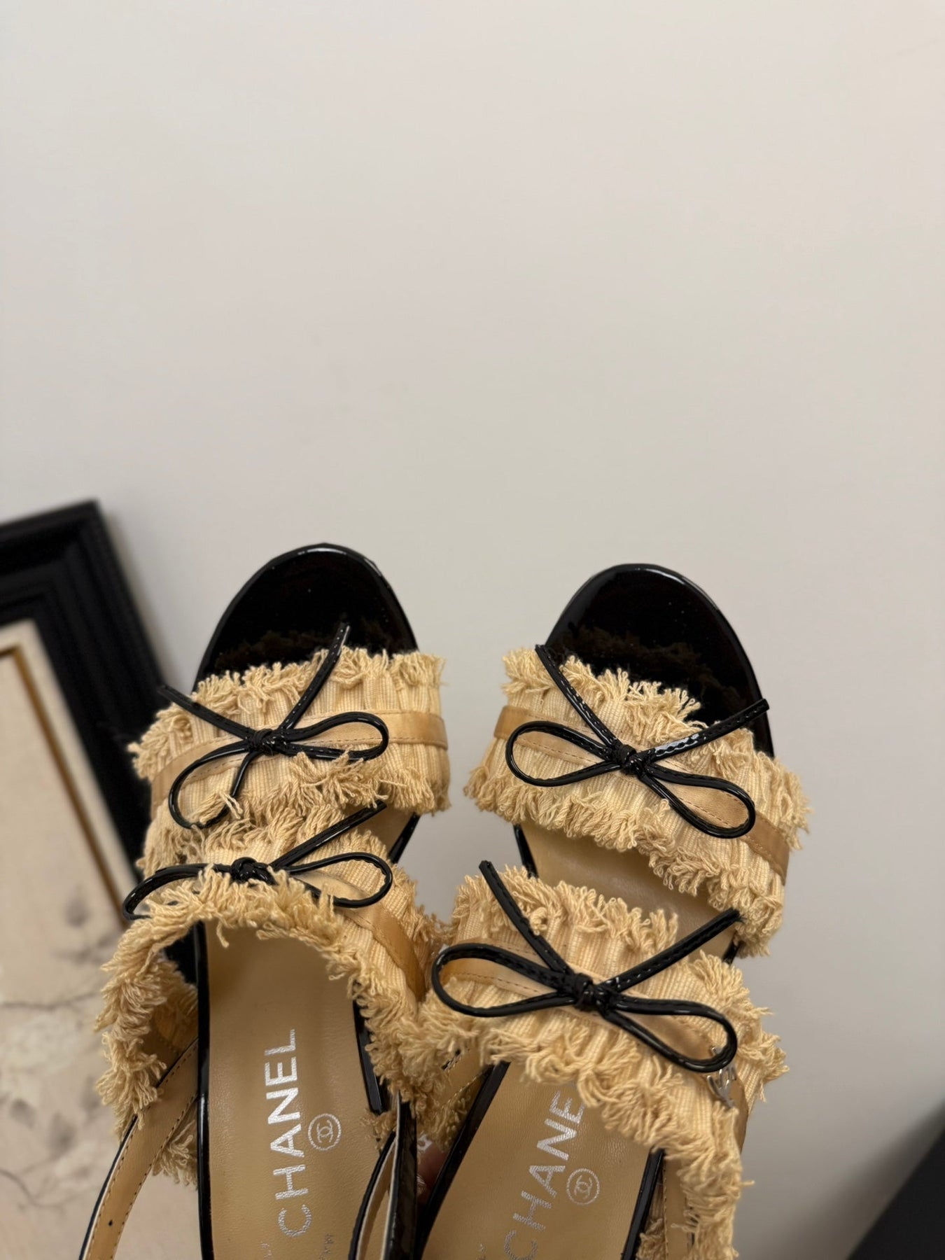 SAND YELLOW GROSGRAIN CANVAS BOW SLINGBACK SANDALS