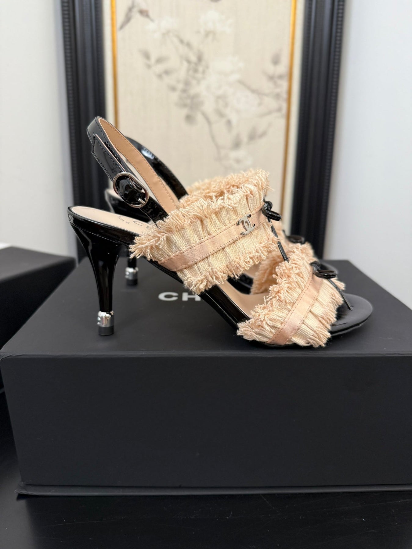 PEACH PINK GROSGRAIN CANVAS BOW SLINGBACK SANDALS