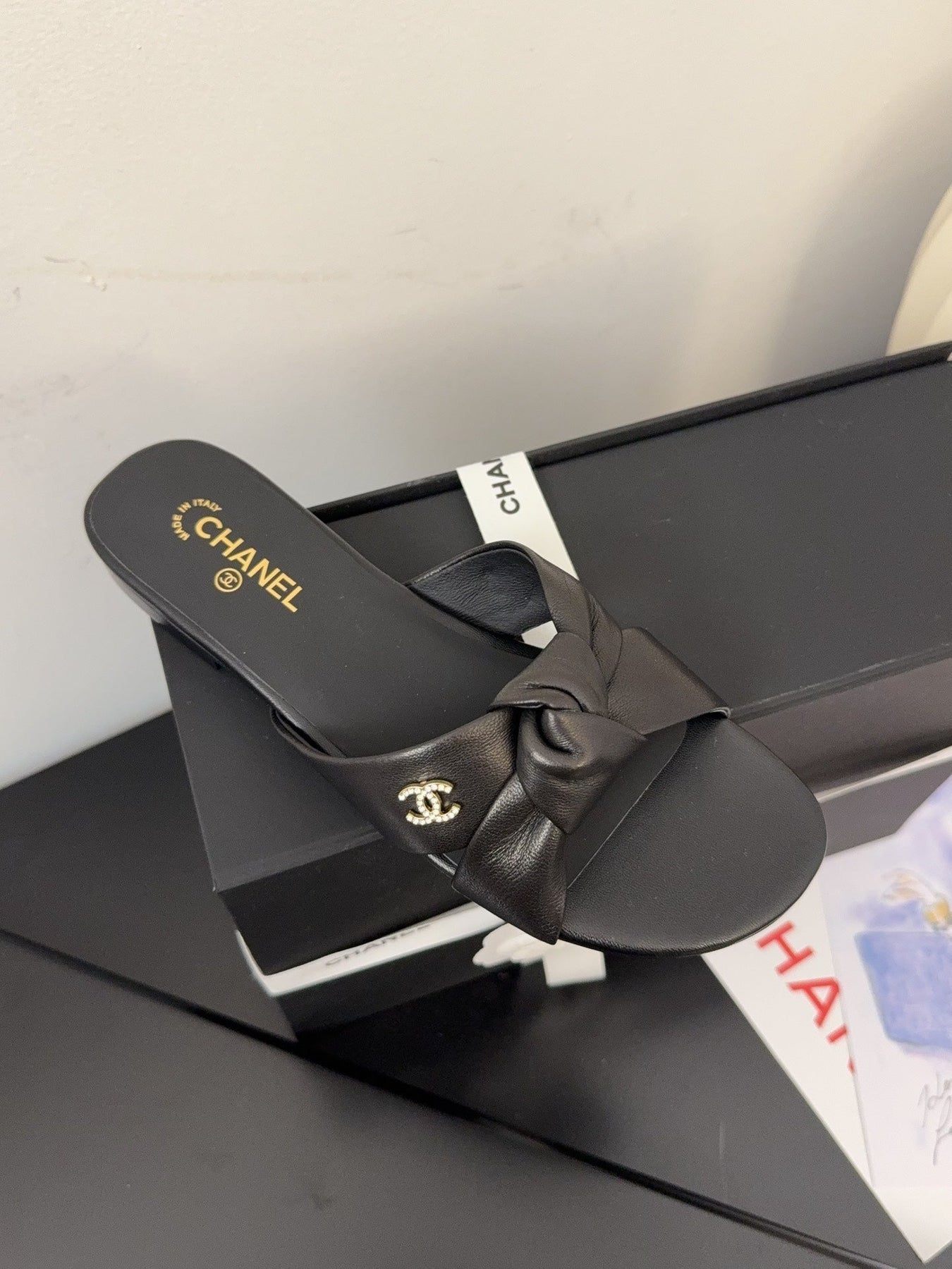 LACE MULE 2 CM IN BLACK LAMBSKIN
