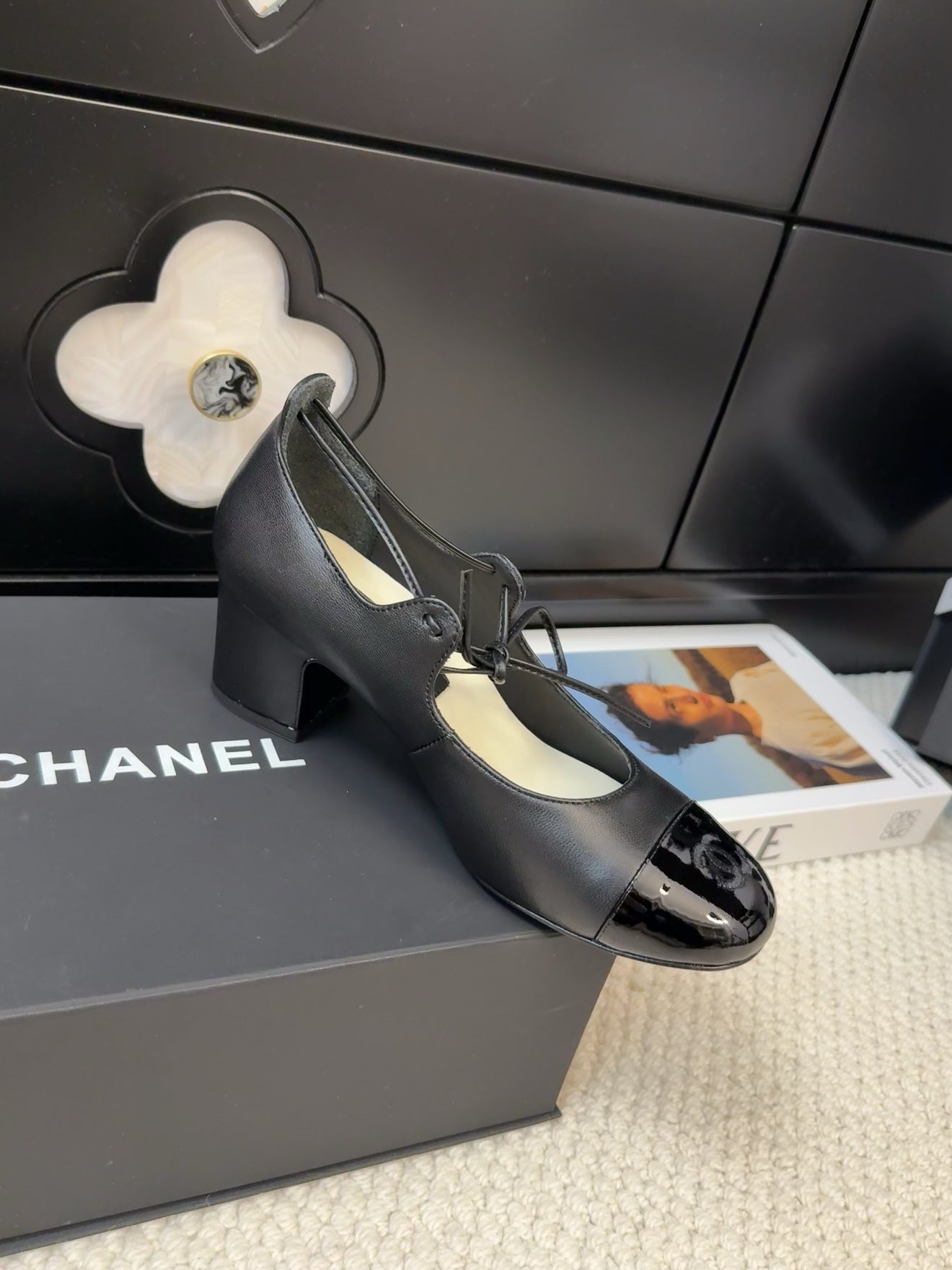 MARY JANE PUMPS 55 MM IN BLACK LAMBSKIN