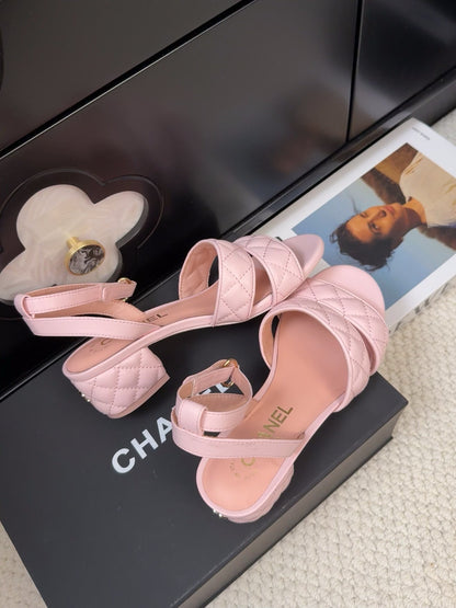 25C Sandal 45mm Open Heel Pink Lambskin 233489