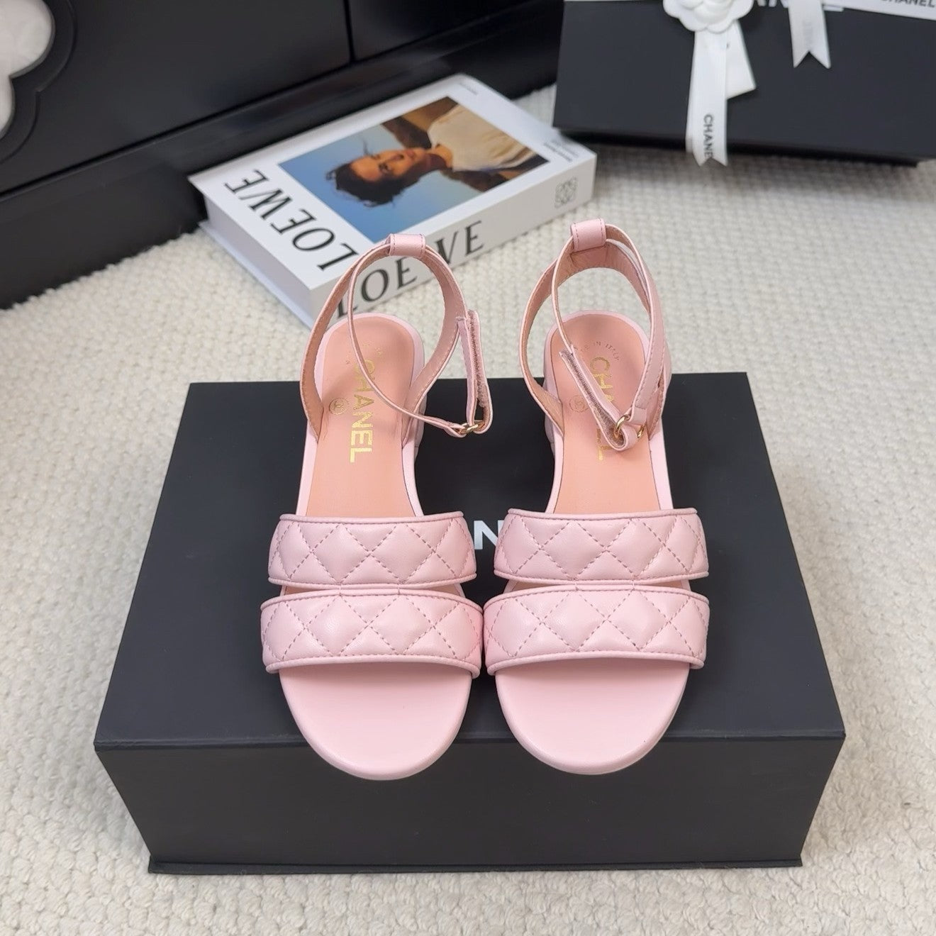 25C Sandal 45mm Open Heel Pink Lambskin 233489