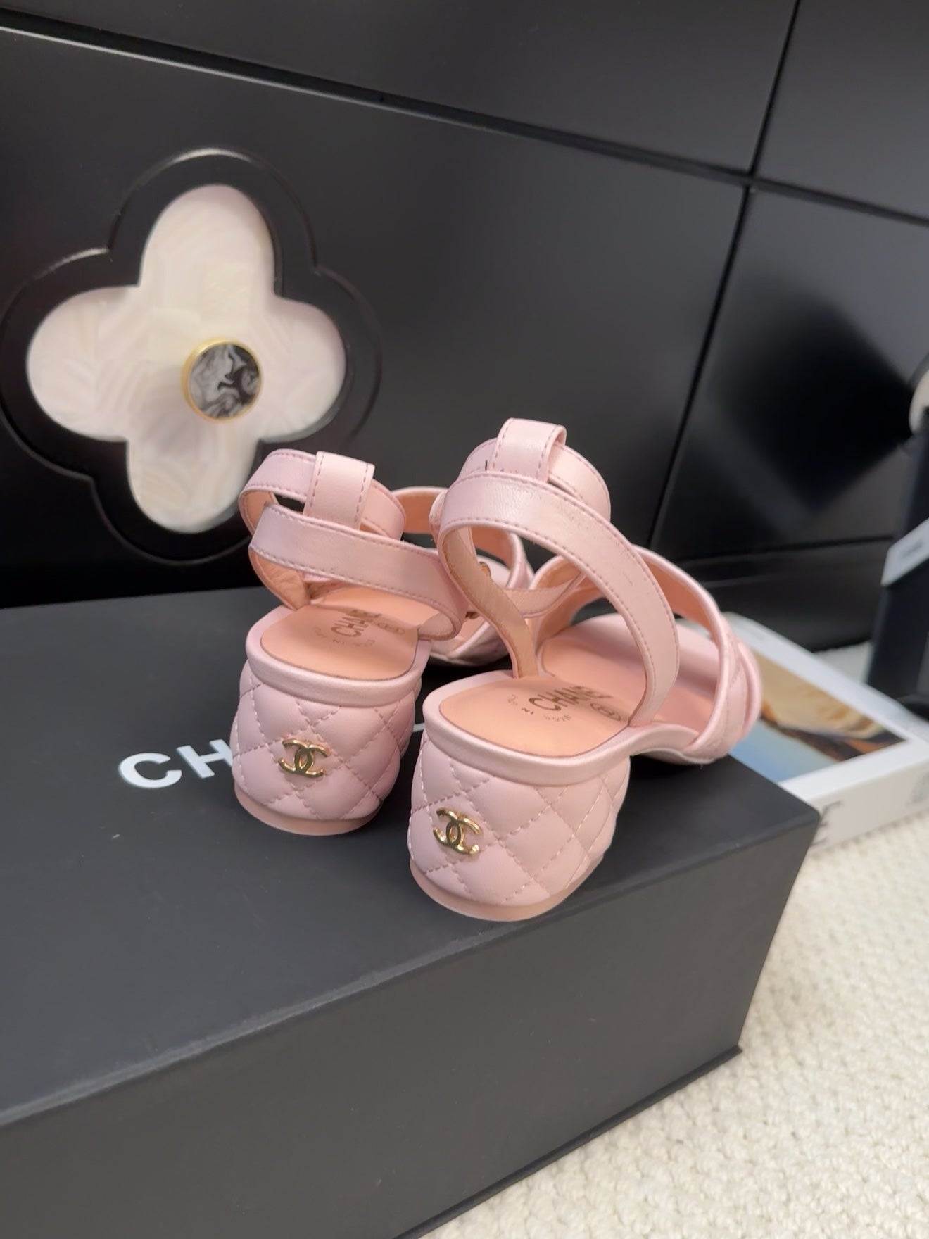 25C Sandal 45mm Open Heel Pink Lambskin 233489