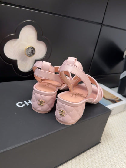 25C Sandal 45mm Open Heel Pink Lambskin 233489