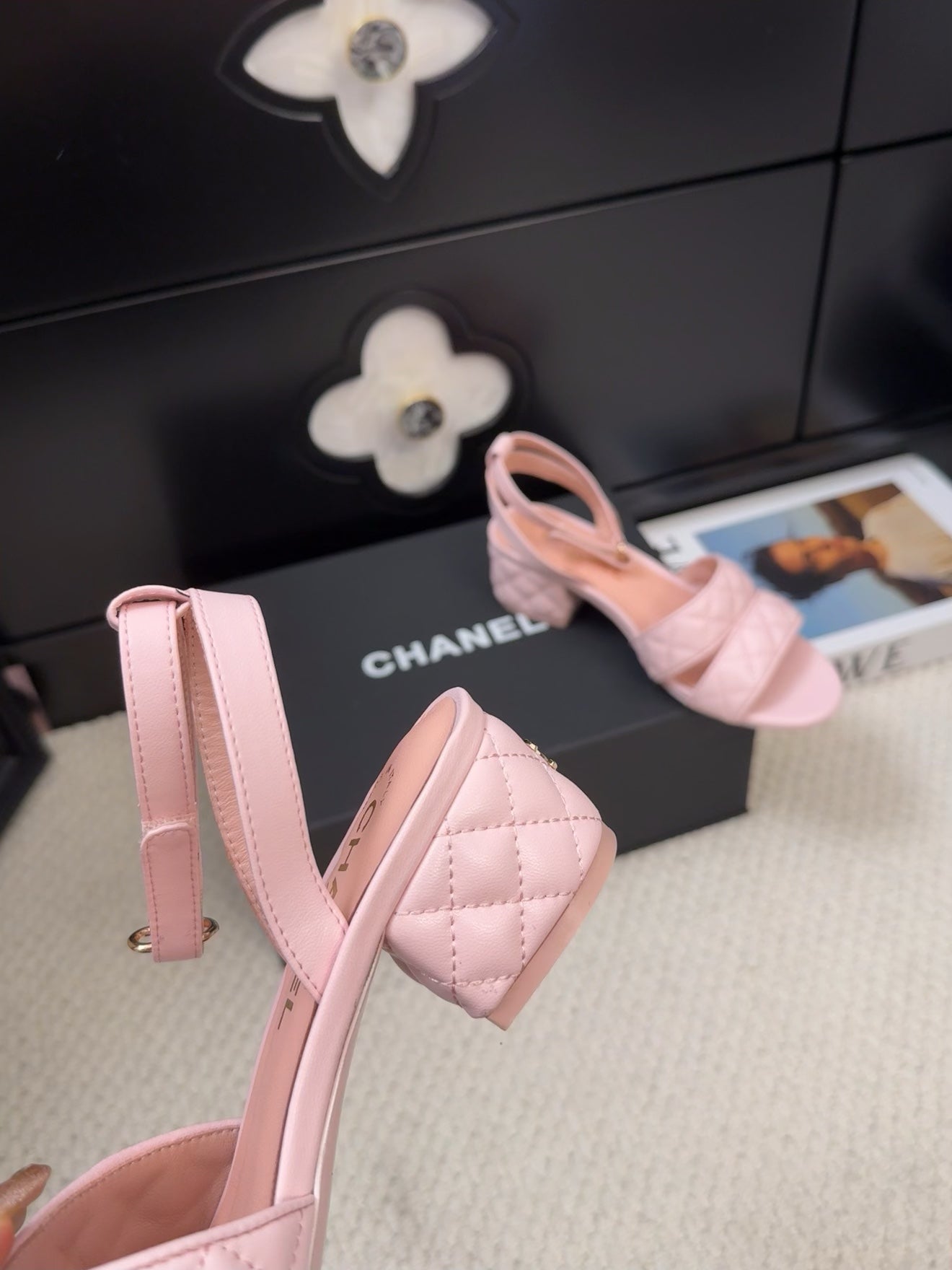 25C Sandal 45mm Open Heel Pink Lambskin 233489