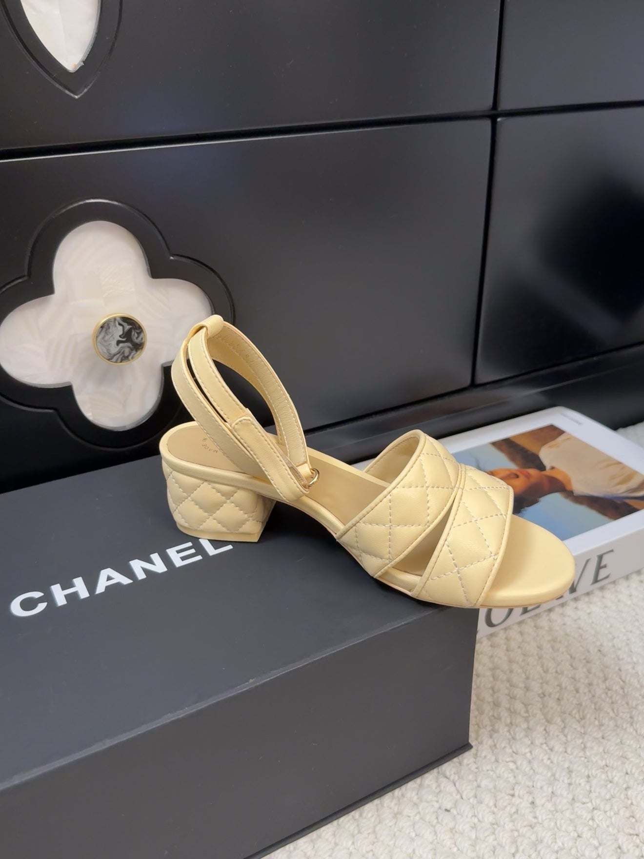 25C Sandal 45mm Open Heel Beige Lambskin 233490