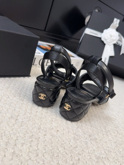 25C Sandal 45mm Open Heel Black Lambskin 233491