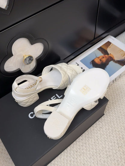 25C Sandal 45mm Open Heel White Lambskin 233492