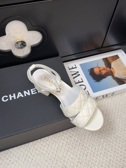 25C Sandal 45mm Open Heel White Lambskin 233492