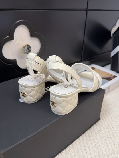 25C Sandal 45mm Open Heel White Lambskin 233492