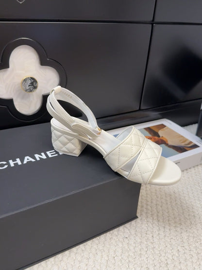 25C Sandal 45mm Open Heel White Lambskin 233492