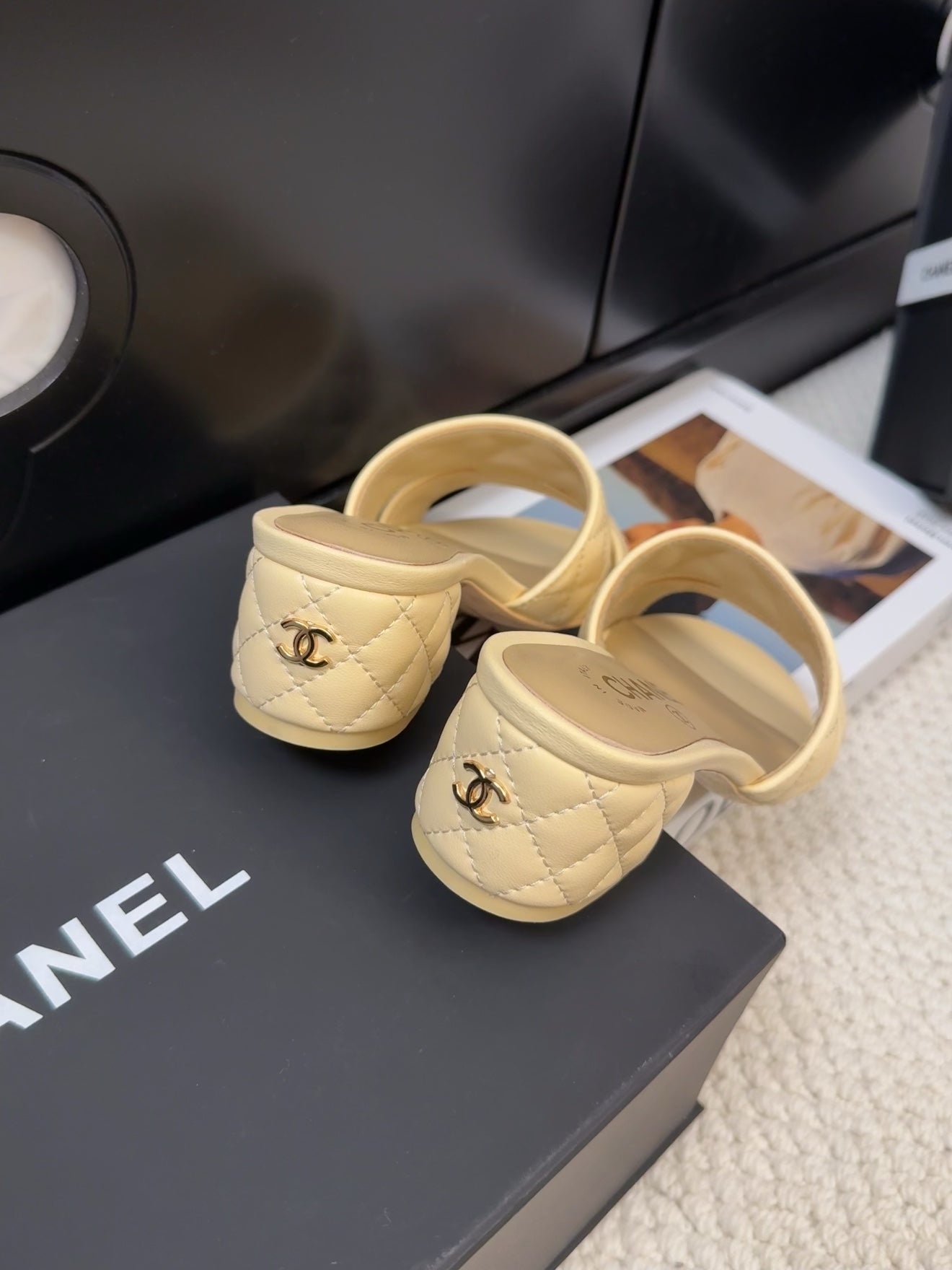 CC 25C Mule Sandal 45mm Open Heel Beige Lambskin 233493